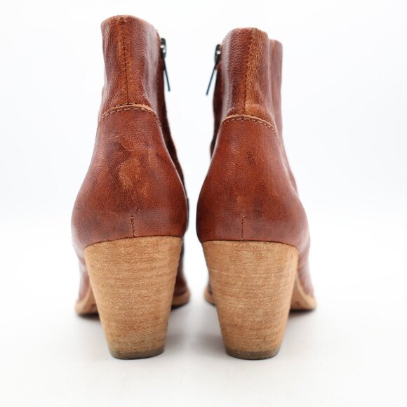 FRYE Reina Ankle Bootie Women's 6 M Cognac Leather Western Cowboy Pointed Toe - Picture 5 of 10